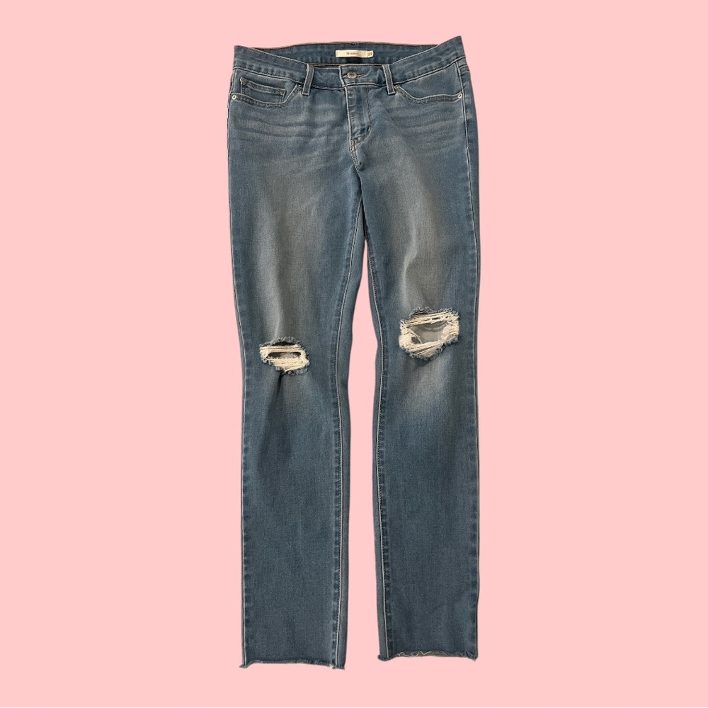 Levi's Blue Skinny Jeans with Distressed Knees